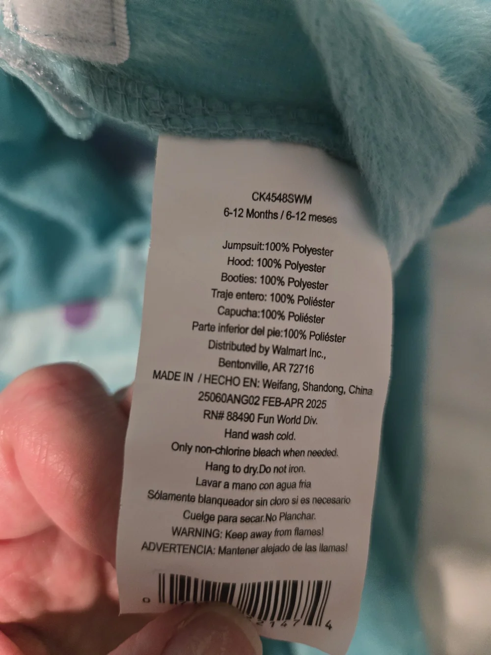 Teal Plush Infant Dinosaur Costume - 6-12 Months